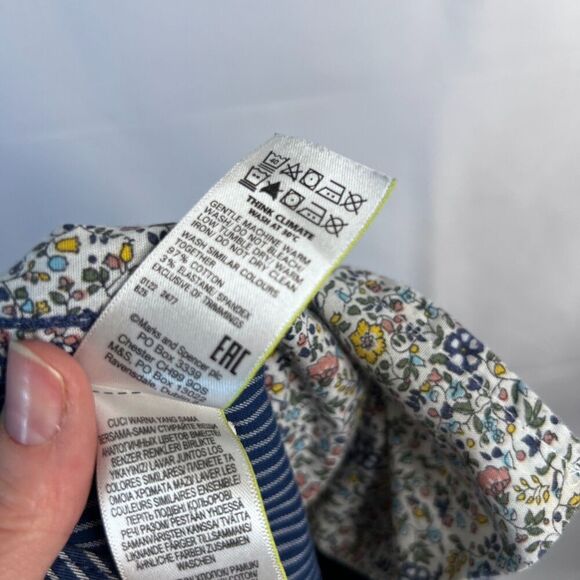 M&S Collection Navy White Striped Bermuda Cotton Casual Shorts Size 14 - Picture 8 of 10